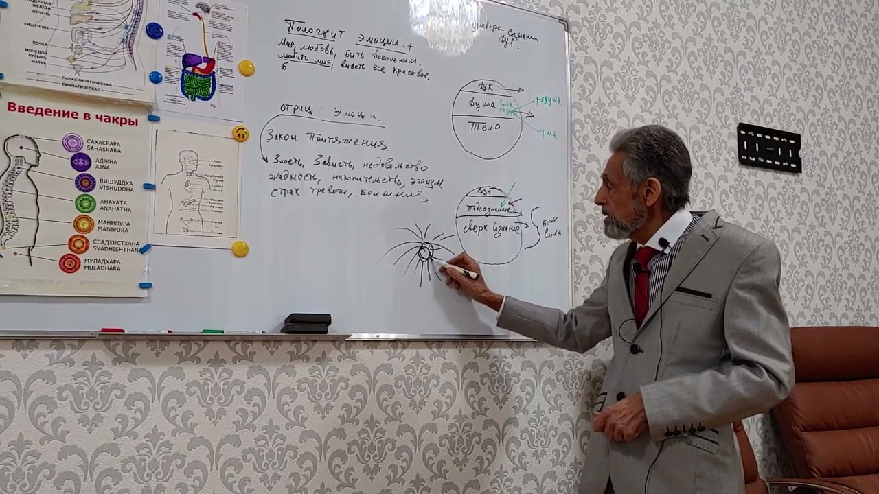 Le docteur note au tableau les idées clés de la séance